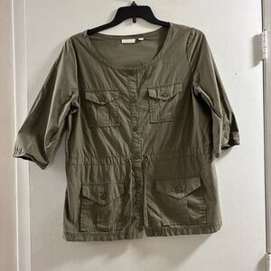 New York & Company Olive Utility Jacket with Patch Pockets